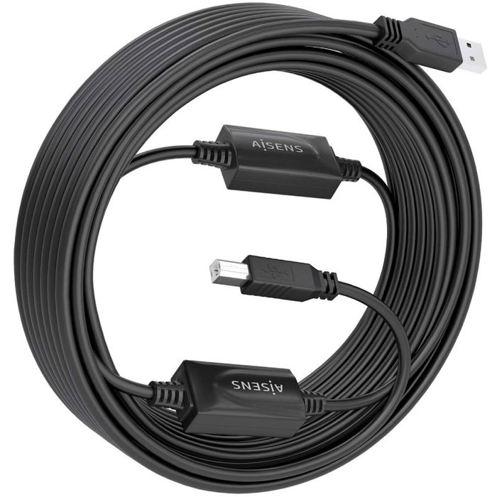 Aisens Cable USB 2.0 con Amplificador A/M-B/M Negro 15m Aisens Cable USB 2.0 con Amplificador A/M-B/M Negro 15m